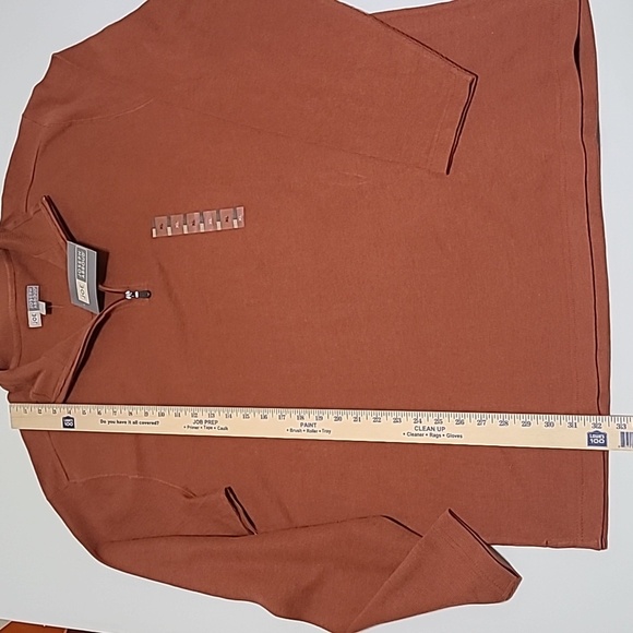 NWT JOSEPH ABBOUD Burnt Orange Ribbed Quarter Zip Pullover Shirt - Size XL - Picture 12 of 15